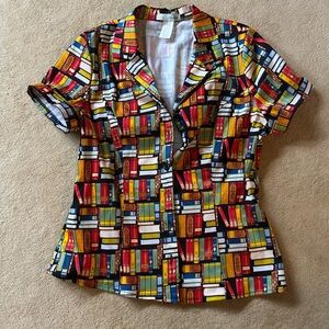 Eva Rose Colorful Book Print Women's blouse.